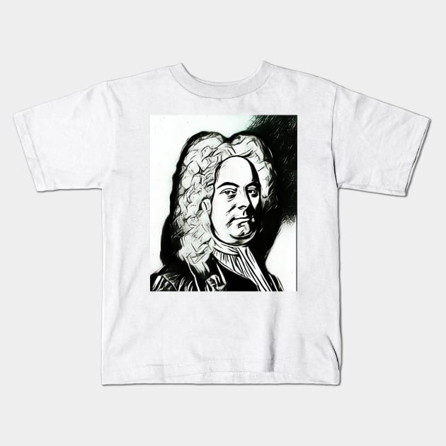 George Frideric Handel Black and White Portrait | George Frideric Handel Artwork 3 Kids T-Shirt by JustLit